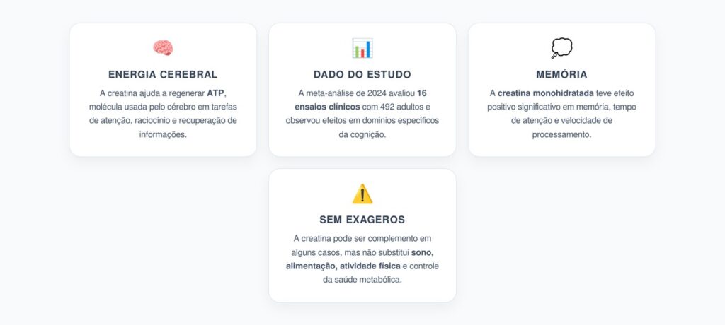 Creatina e Memória: O Que a Meta-Análise de 2024 Observou no Cérebro