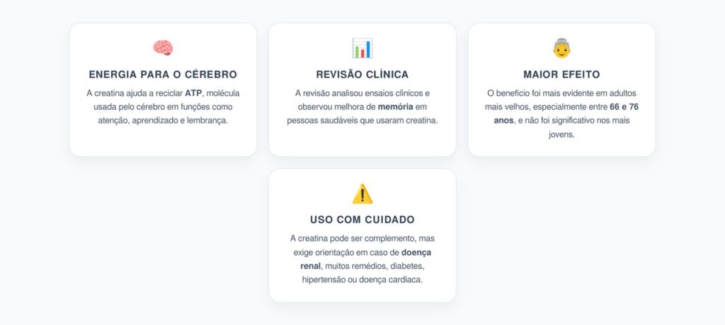 Creatina Depois dos 60: O Efeito na Memória Visto em Ensaios Clínicos