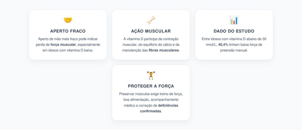 Vitamina D Baixa e Aperto de Mão Fraco: O Sinal de Perda Muscular em Idosos