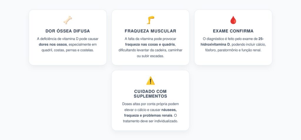 Vitamina D Baixa: Dores Ósseas e Fraqueza Muscular Podem Ser Sinais de Deficiência