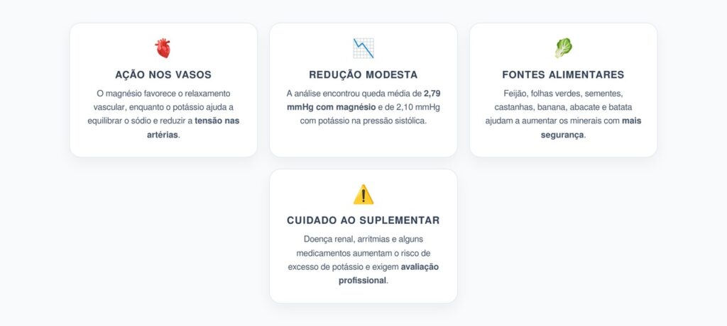 Magnésio e Potássio para Pressão Alta: Quanto Podem Reduzir a Sistólica