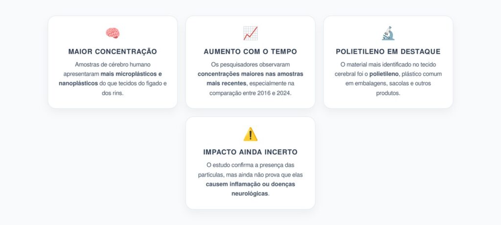 Microplásticos no Cérebro: Níveis Superam Fígado e Rins e Aumentam com o Tempo