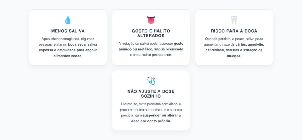Semaglutida e Boca Seca: O Efeito Bucal que Pode Causar Mau Hálito e Alteração do Paladar