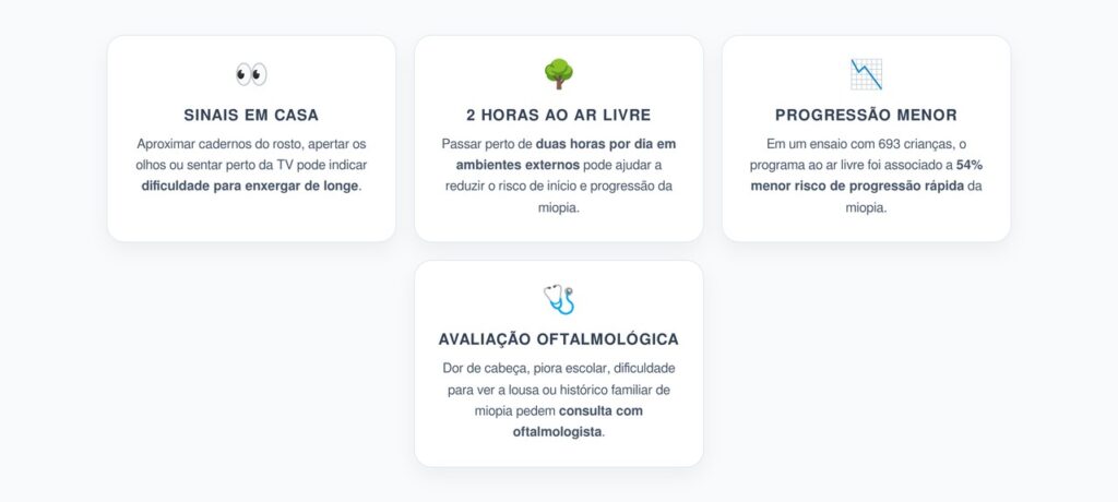 Miopia Infantil: 2 Horas ao Ar Livre Podem Ajudar a Proteger a Visão