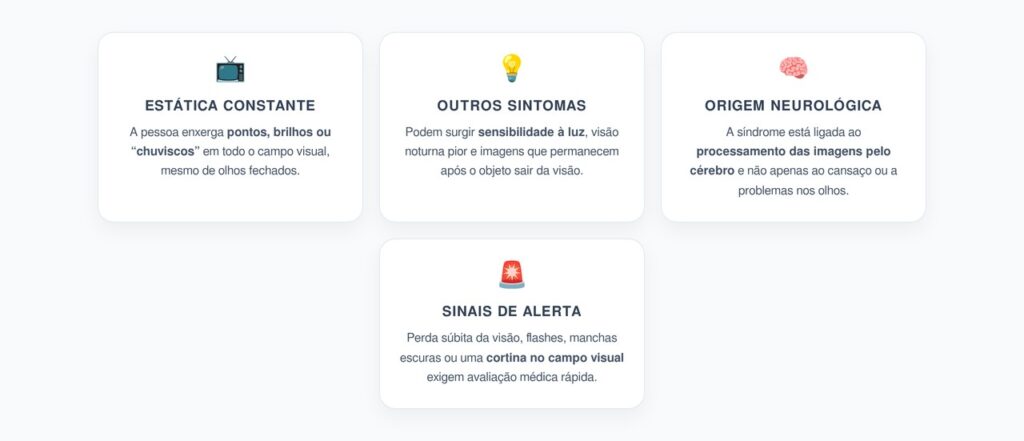 Síndrome da Neve Visual: Sinais da “Estática de TV” Constante na Visão