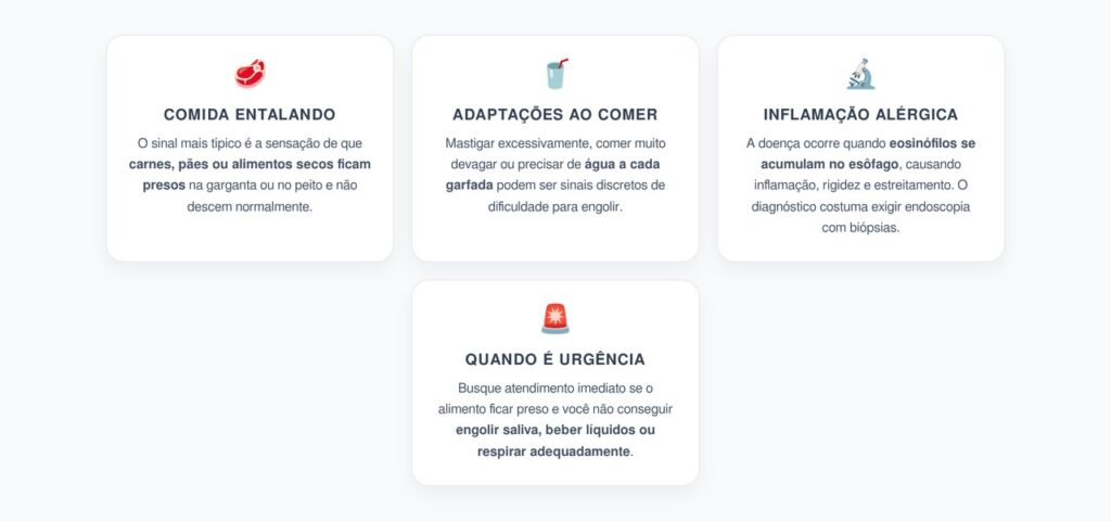 Esofagite Eosinofílica: Comida Entalando, Dificuldade para Engolir e Sinais de Alerta