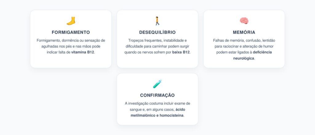 Deficiência de Vitamina B12 Pode Causar Formigamento, Desequilíbrio e Falhas de Memória