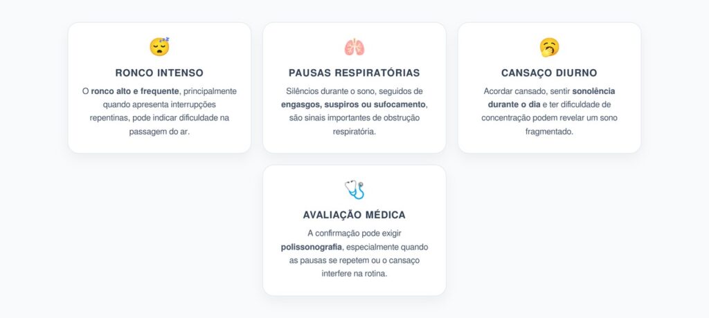 Sinais de Apneia do Sono: Ronco Alto, Pausas na Respiração e Cansaço