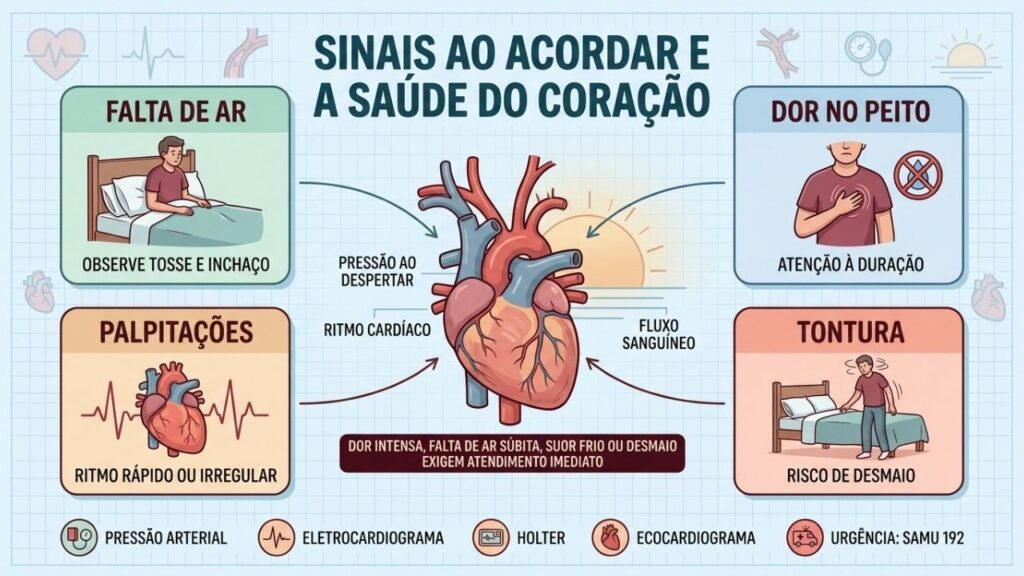 Falta de ar, dor, palpitações e tontura orientam a avaliação cardíaca.