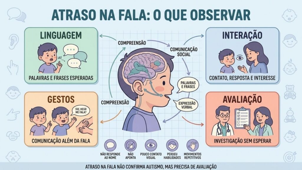 Linguagem, interação, gestos e avaliação ajudam a compreender o atraso infantil.