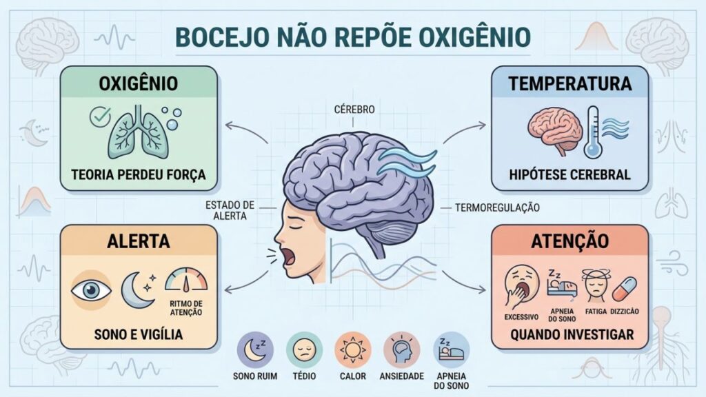 Oxigênio, temperatura, alerta e sinais ajudam a entender o bocejo.