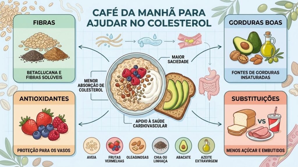 Fibras, antioxidantes e gorduras boas ajudam no controle diário do colesterol.