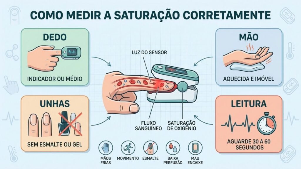 Dedo, temperatura, unhas e estabilidade determinam a qualidade da leitura.