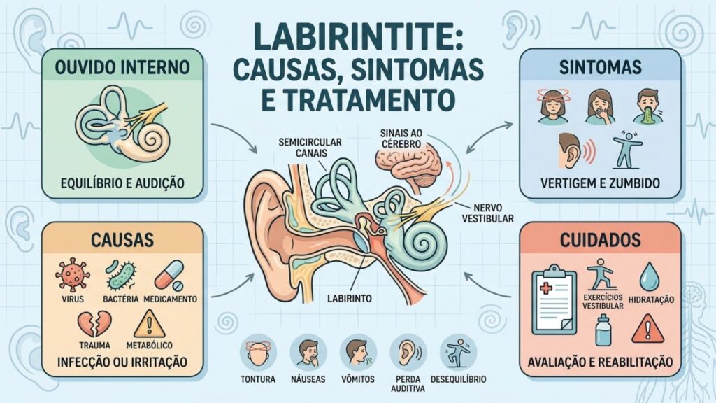 Sintomas, causas e cuidados explicam o tratamento seguro da labirintite.