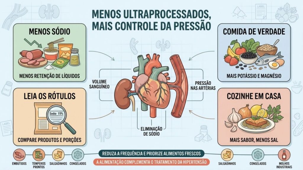 Menos sódio, rótulos claros e comida caseira protegem coração, rins e artérias.