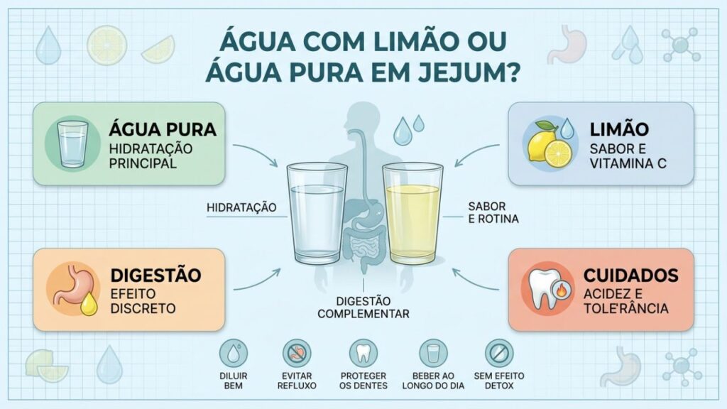 Água, limão, digestão e cuidados mostram quando cada opção faz sentido.