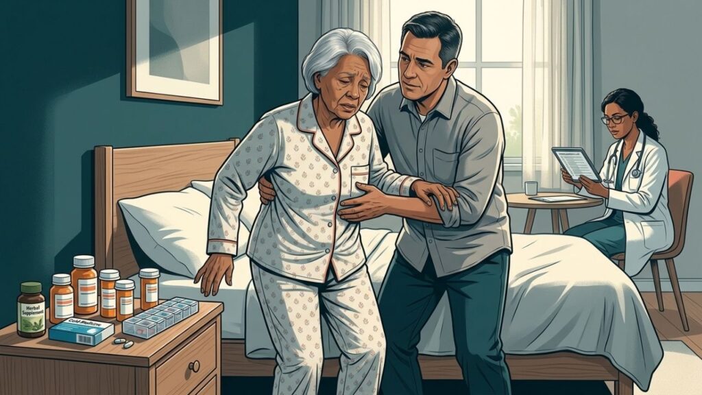 Tontura e quedas após combinar medicamentos exigem revisão profissional imediata.