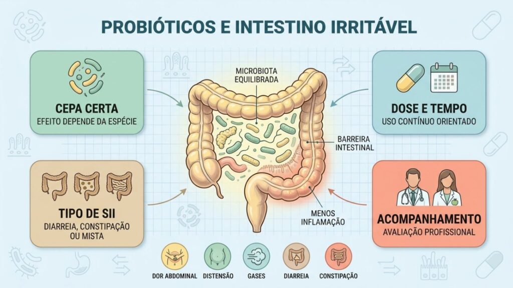 Infográfico resume cepa, dose, subtipo intestinal e orientação profissional.