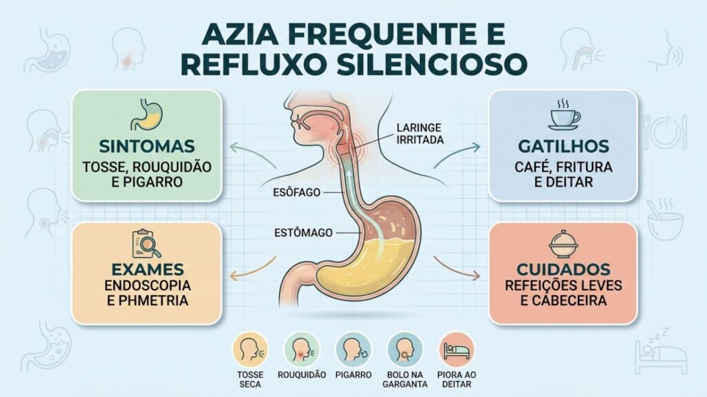 Sintomas, gatilhos e exames ajudam a reconhecer o refluxo silencioso.