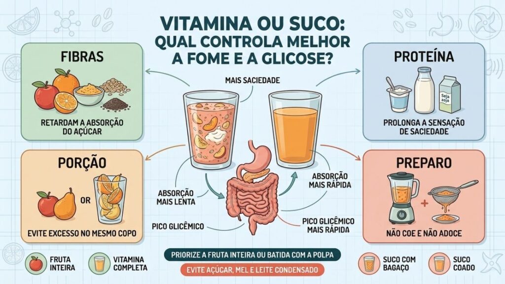 Fibras, proteína, porção e preparo determinam saciedade e resposta glicêmica.