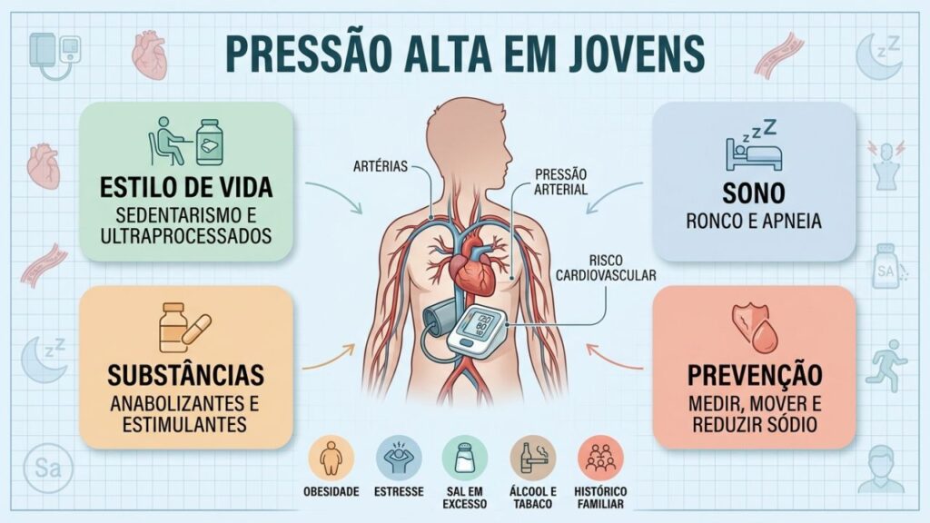 Estilo de vida, sono e substâncias explicam a hipertensão precoce.