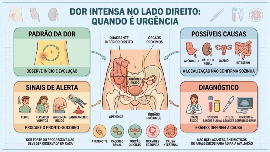 Padrão da dor, causas, alertas e exames orientam a avaliação urgente.
