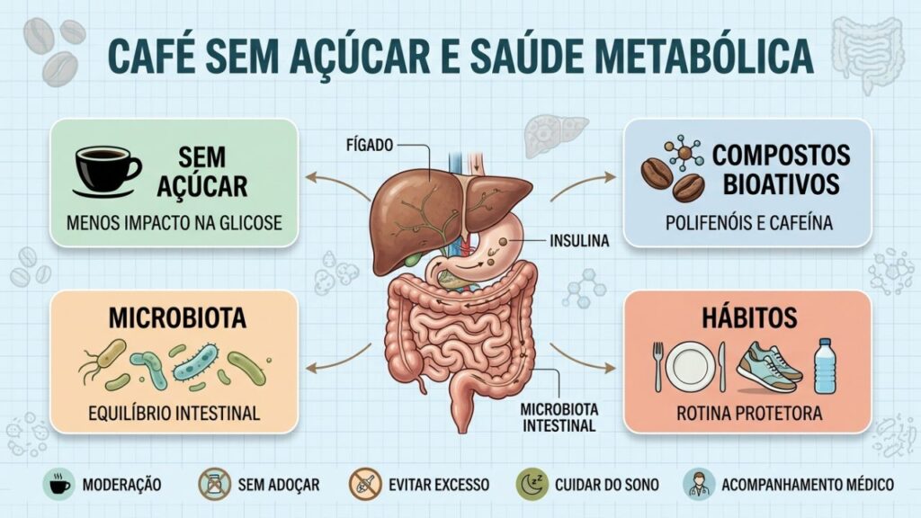 Café, insulina, microbiota e hábitos explicam a relação metabólica.