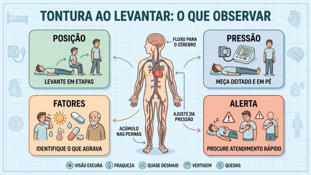 Posição, pressão, fatores de risco e sinais de alerta orientam a avaliação.