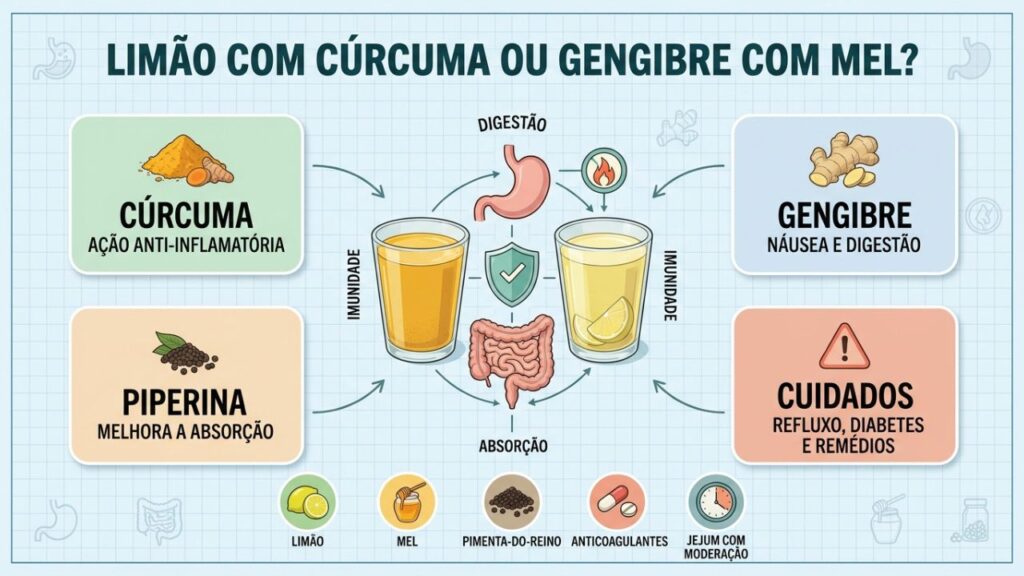 Curcumina, piperina e gingerol explicam benefícios e cuidados no jejum.