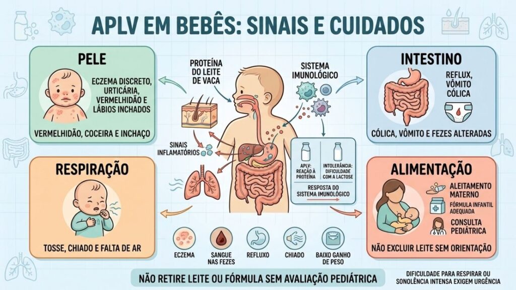 Pele, intestino, respiração e alimentação orientam a investigação segura da APLV.
