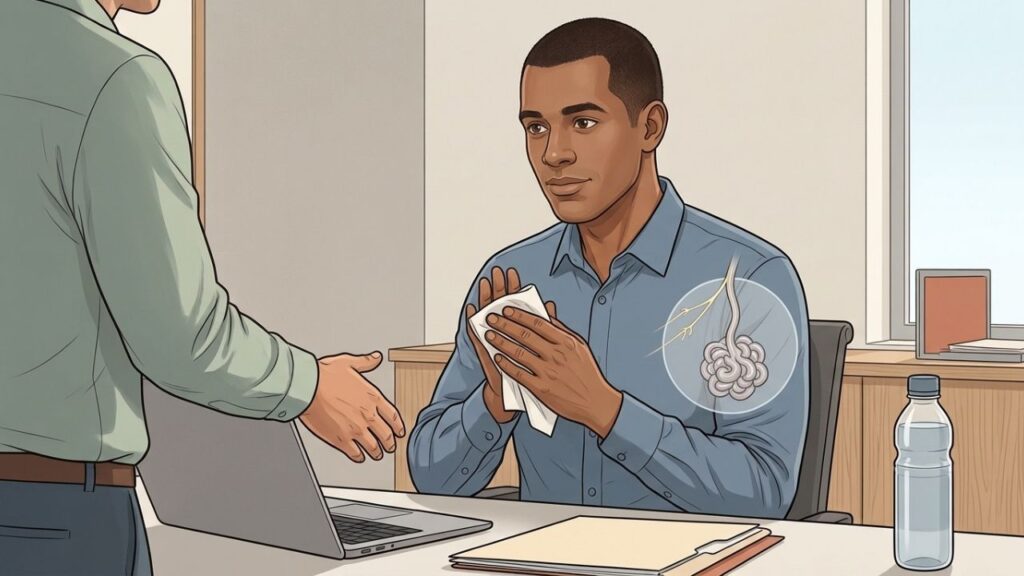 Suor excessivo nas mãos pode afetar tarefas simples e relações sociais.