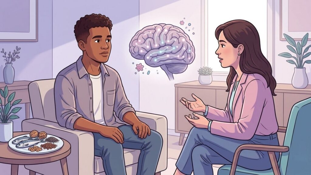 Nutrição e acompanhamento profissional podem atuar juntos no cuidado da depressão.