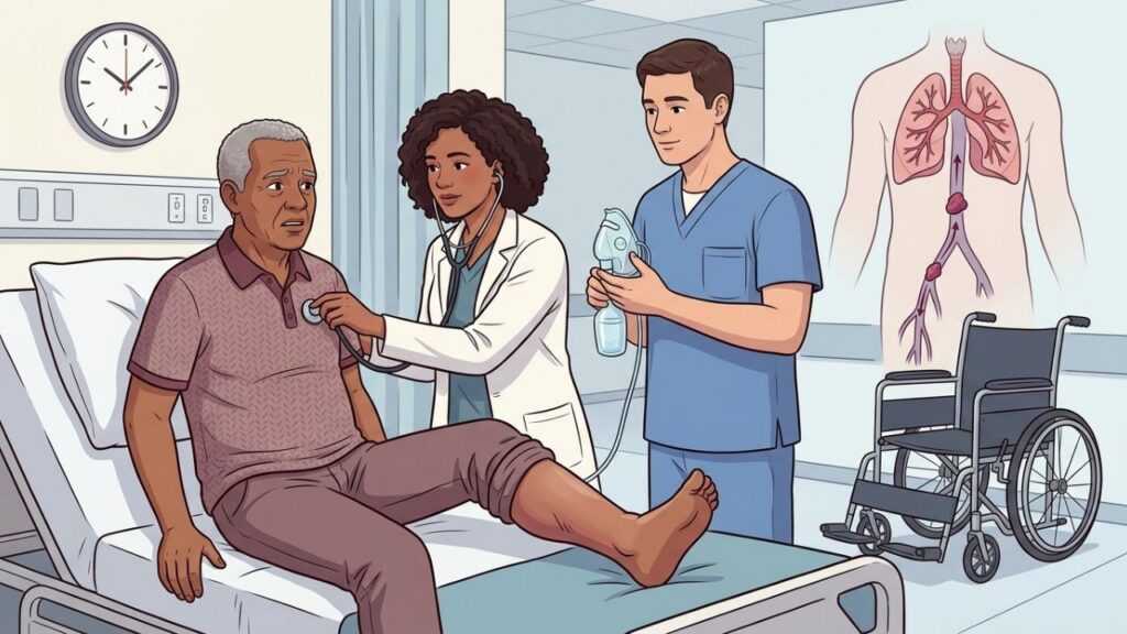 Falta de ar e dor no peito podem sinalizar embolia pulmonar.