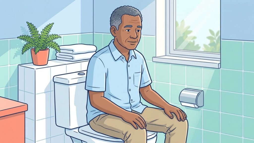A posição ao urinar pode influenciar conforto, fluxo urinário e urina residual.