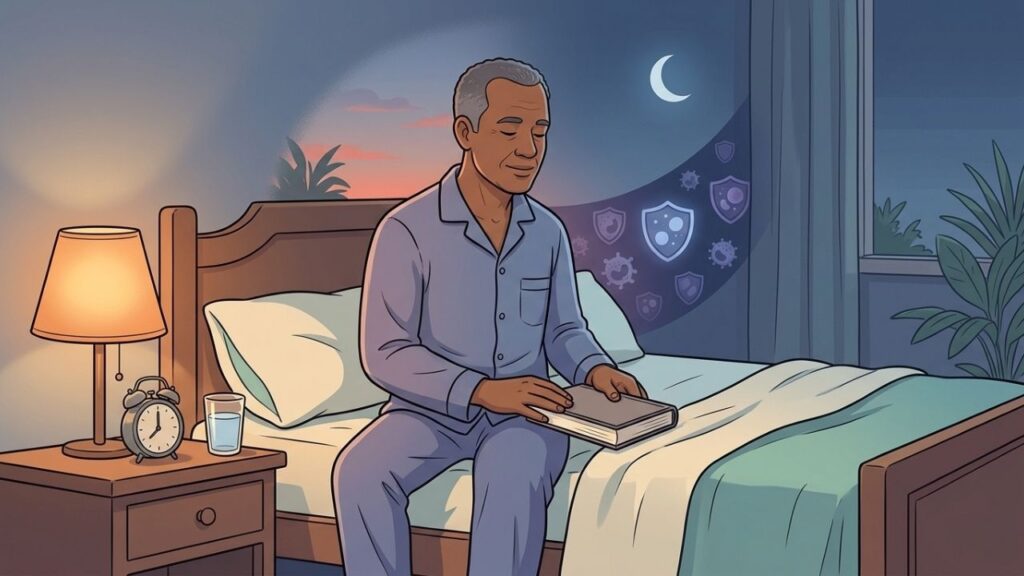 Uma rotina noturna consistente fortalece as defesas naturais sem suplementos caros.