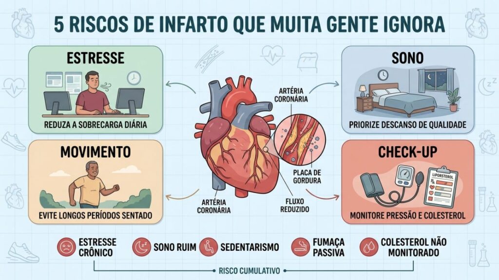 Sono, estresse, movimento e check-up ajudam a reduzir riscos cardiovasculares cumulativos.