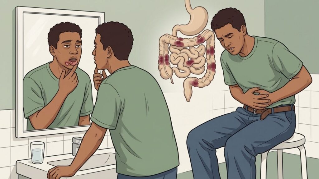 Lesões persistentes na boca podem anteceder os sintomas intestinais do Crohn.