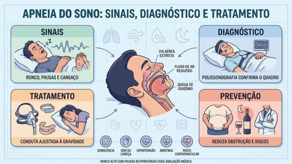 Sinais, polissonografia, tratamento adequado e prevenção reduzem riscos da apneia.