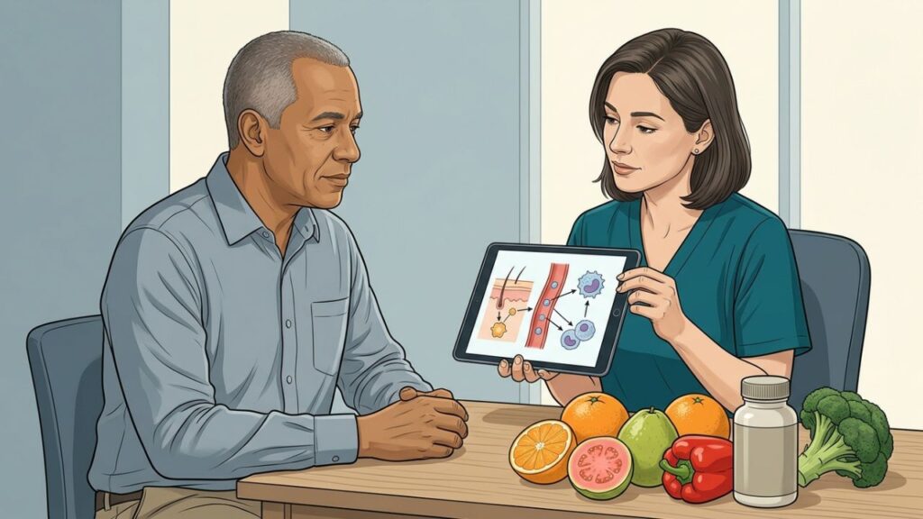 Alimentos frescos costumam suprir vitamina C sem megadoses desnecessárias.