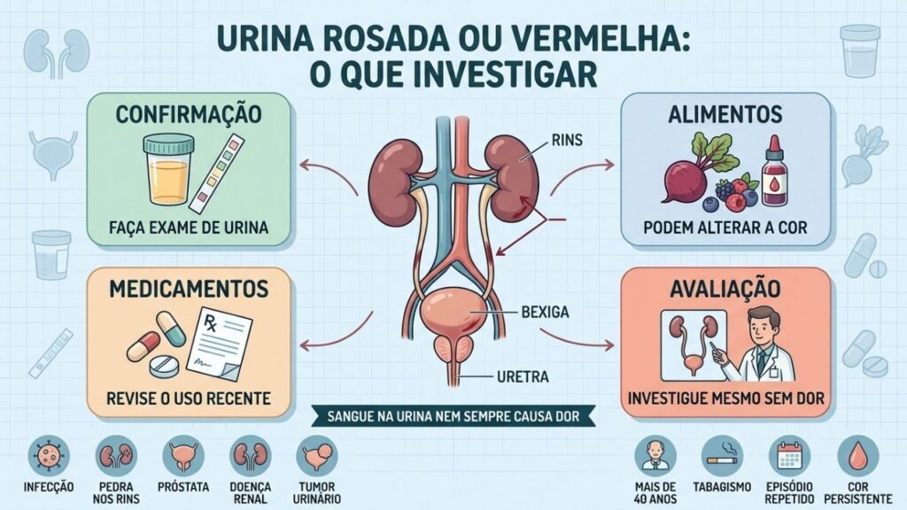 Exame, alimentos, medicamentos e avaliação ajudam a diferenciar hematúria de pigmentação.