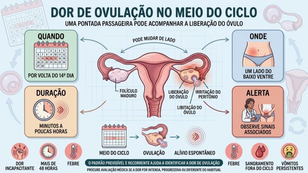 Momento, localização, duração e sinais de alerta ajudam a reconhecer a ovulação.