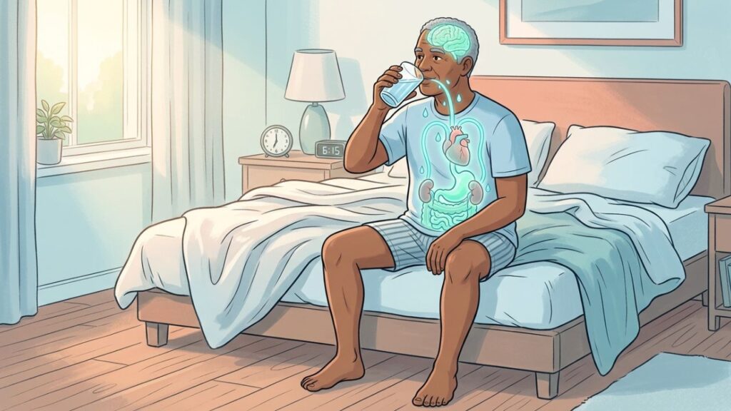 A hidratação matinal favorece energia, digestão e bem-estar diário.