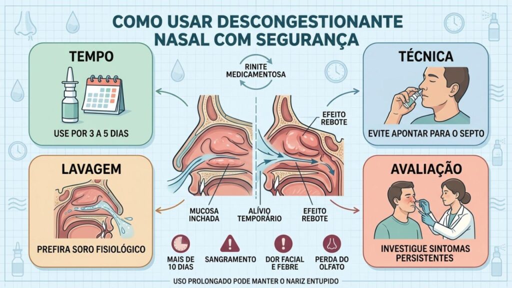 Tempo, técnica, lavagem nasal e avaliação evitam o uso prejudicial do spray.