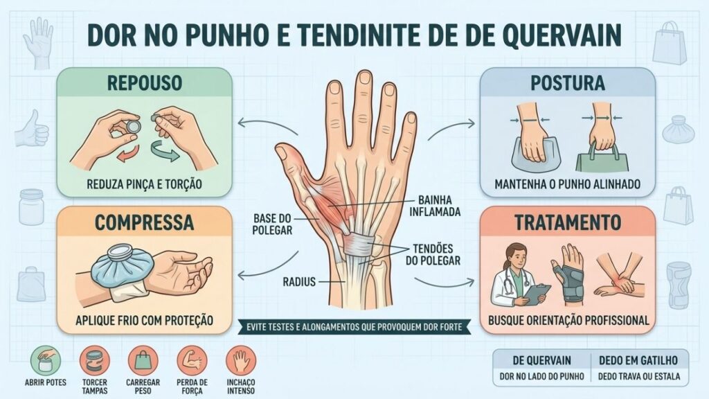 Repouso, postura, compressa fria e tratamento reduzem a sobrecarga dos tendões.