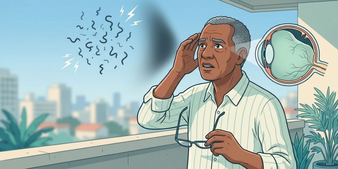Ver pontos escuros flutuando na visão nem sempre é cansaço nos olhos e pode ter ligação com alterações no gel interno do olho