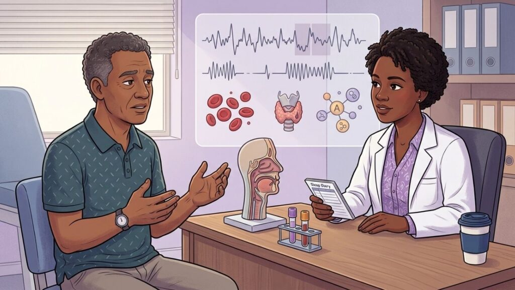 Apneia, anemia, tireoide e deficiências podem causar sono não reparador.
