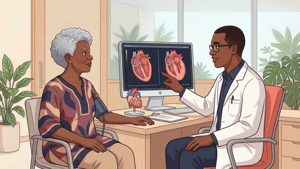 O ecocardiograma detecta alterações cardíacas silenciosas causadas pela hipertensão.