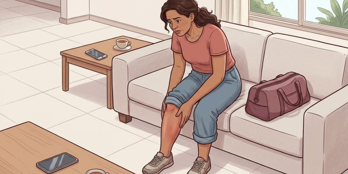 Inchaço repentino em apenas uma perna com calor e dor na panturrilha pode ser um sinal de trombose que exige atenção
