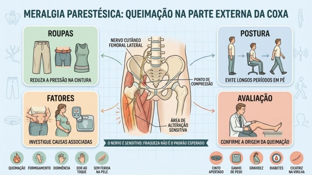 Roupas, postura, fatores associados e avaliação ajudam a aliviar a compressão.
