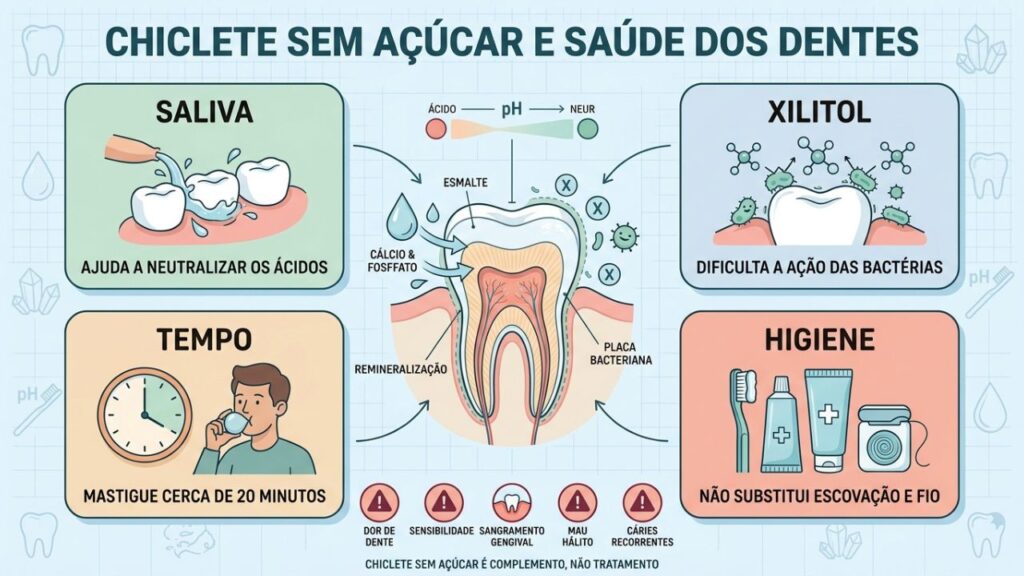Saliva, xilitol, tempo correto e higiene completa ajudam a prevenir cáries.